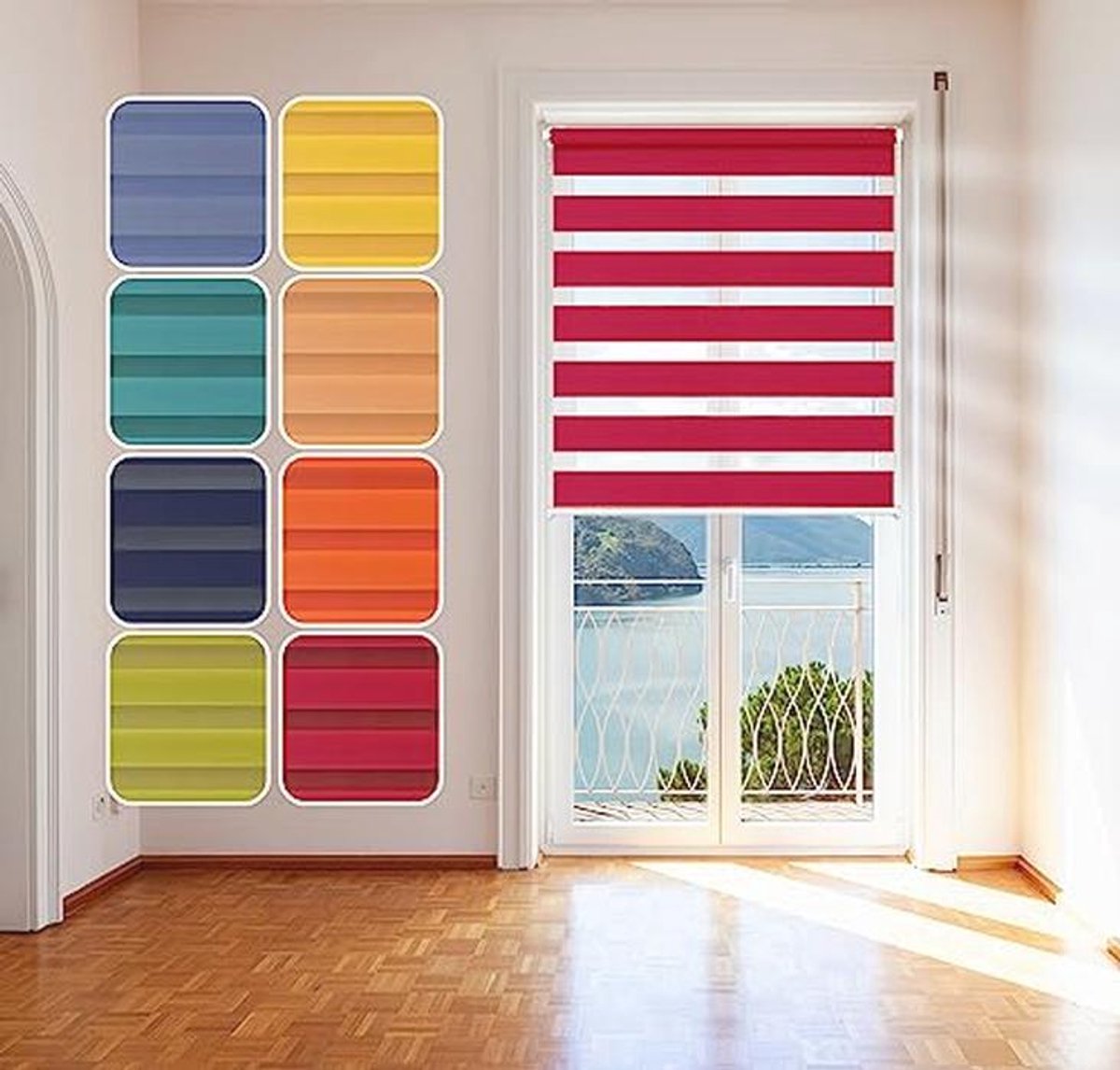 Duo rolgordijn geel 85x150cm - Lichtdoorlatend en verduisterend zonder boren
