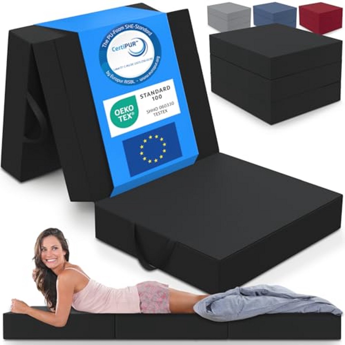 Opvouwbaar Matras 90 x 200 cm - Multifunctioneel Vouwmatras, Draagbaar en Wasbaar Logeermatras voor Volwassenen