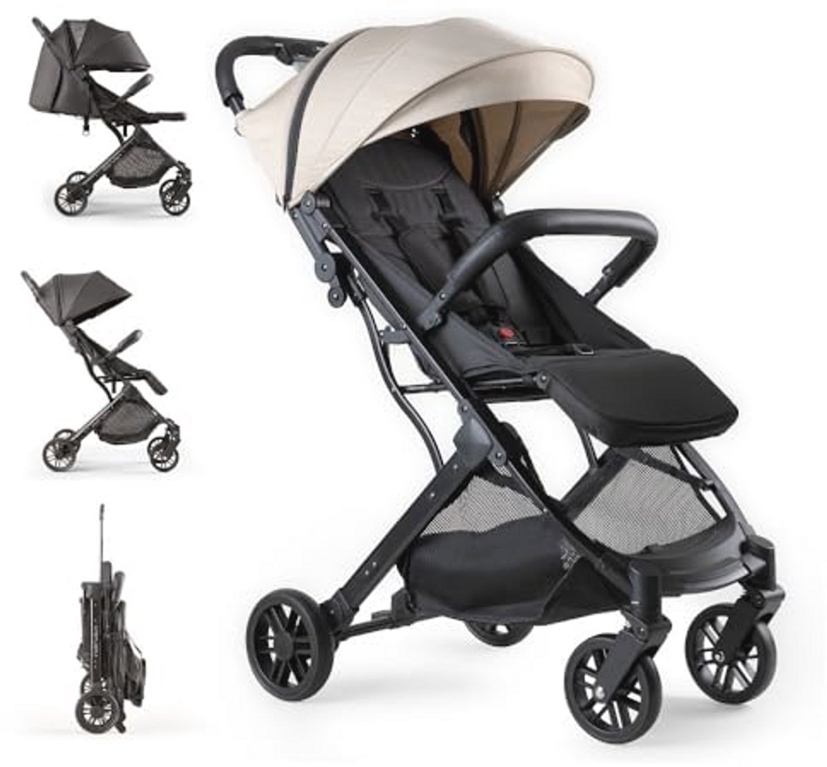 Ultralichte kinderwagen tot 22 kg met verwisselbare kap in beige