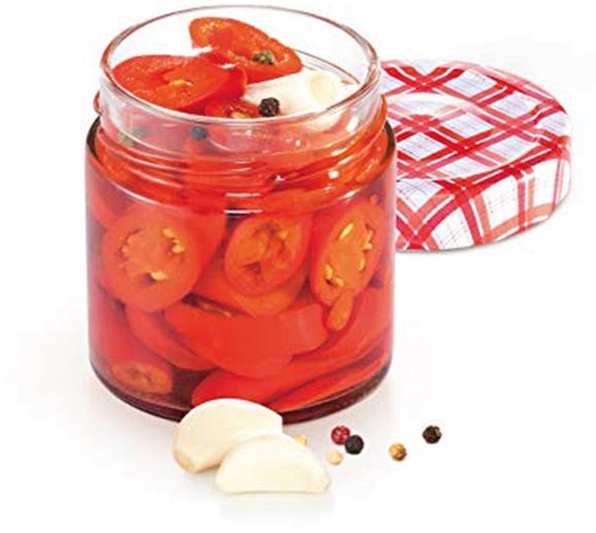 Weckpot 200 ml met kleurrijk deksel - Set van 6