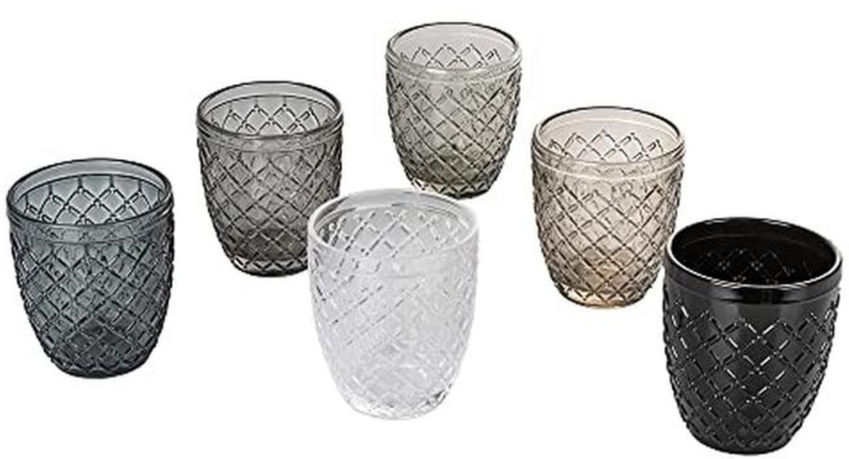 Set van 6 glazen waterglazen - Contemporary Grijstinten