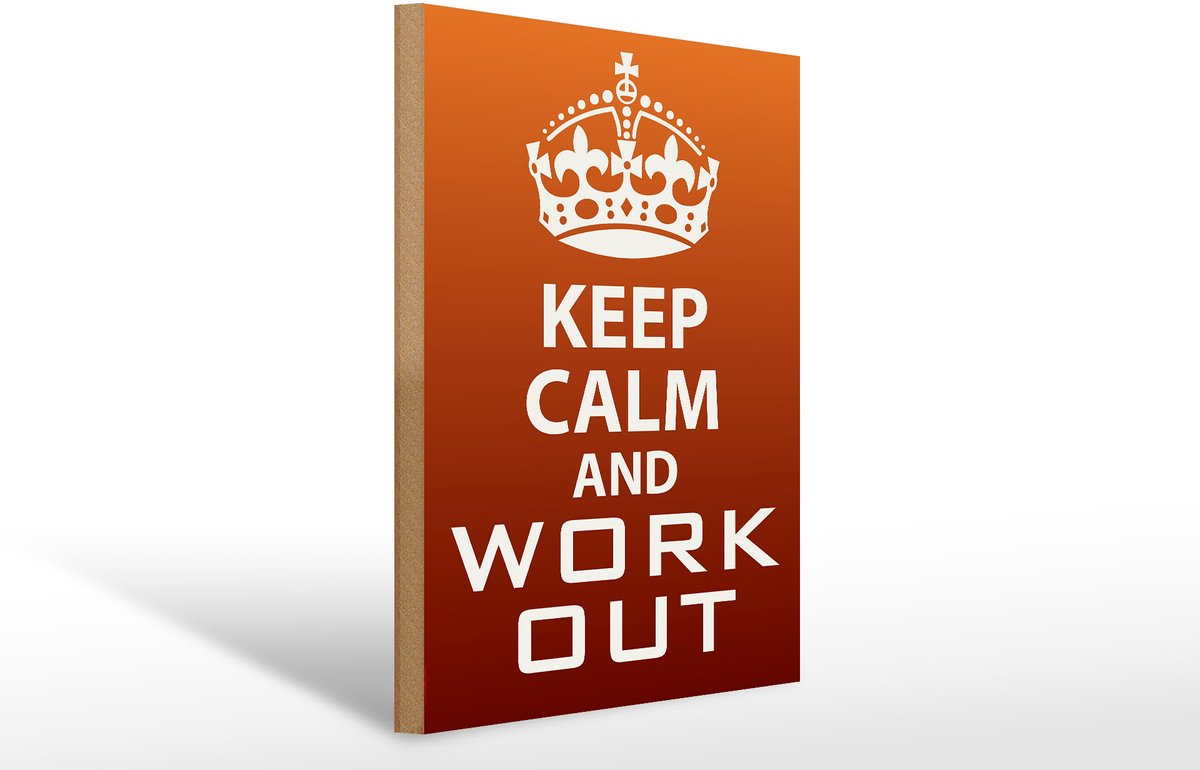 Holzschild Spruch 30x40cm Keep Calm and work out