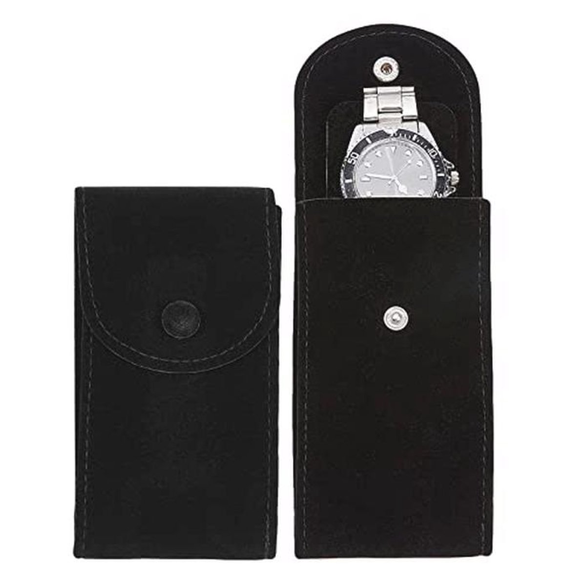 Horlogeopbergtas voor Reisgebruik - Compacte Horlogebox met Horlogekussen en Drukknopsluiting