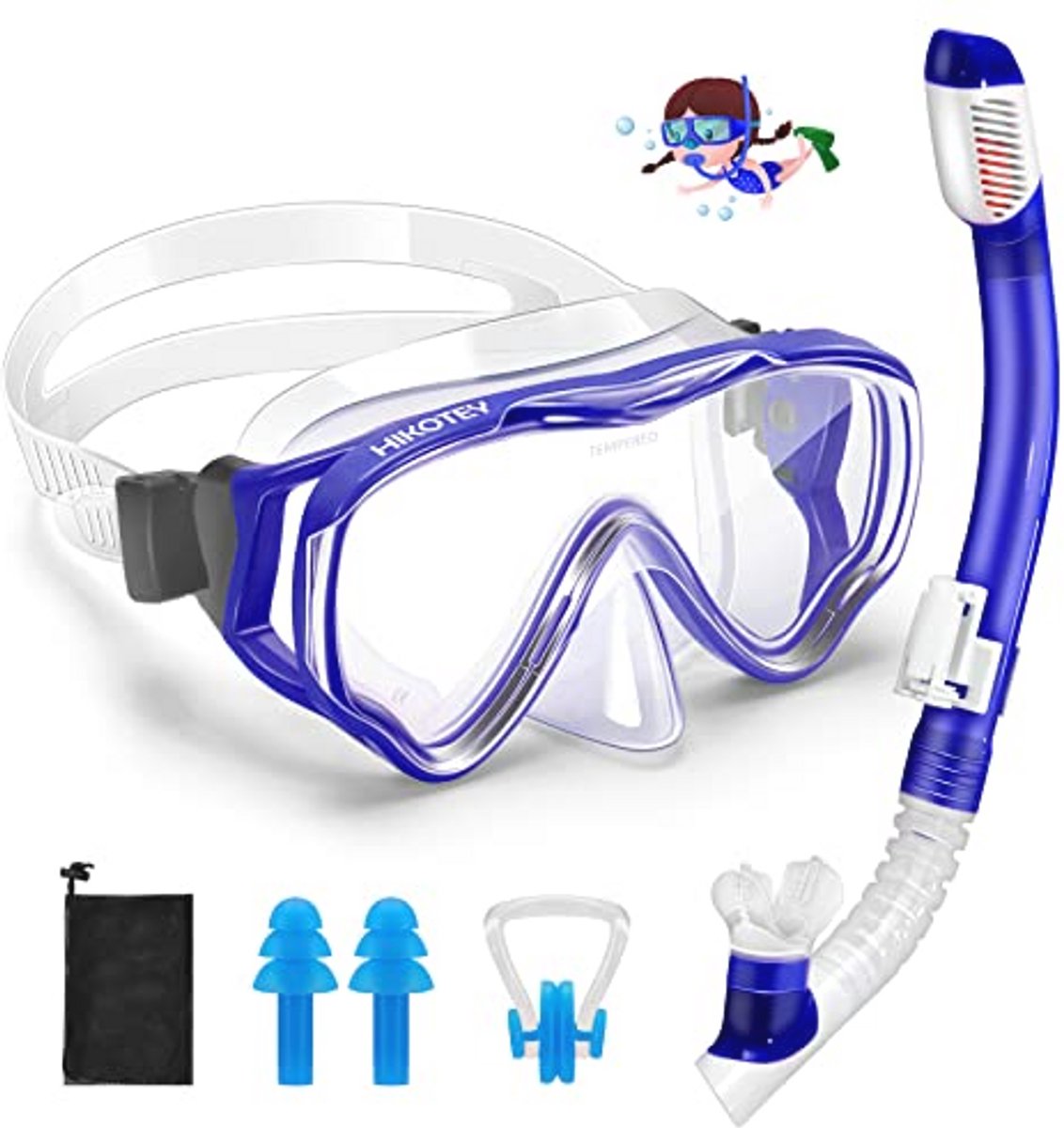 Kinderen Snorkelset met Duikmasker – Zwembril voor Meisjes en Jongens 4-16 Jaar, 180 Graden Panorama, Anti-condens, Veilig en Verstelbaar