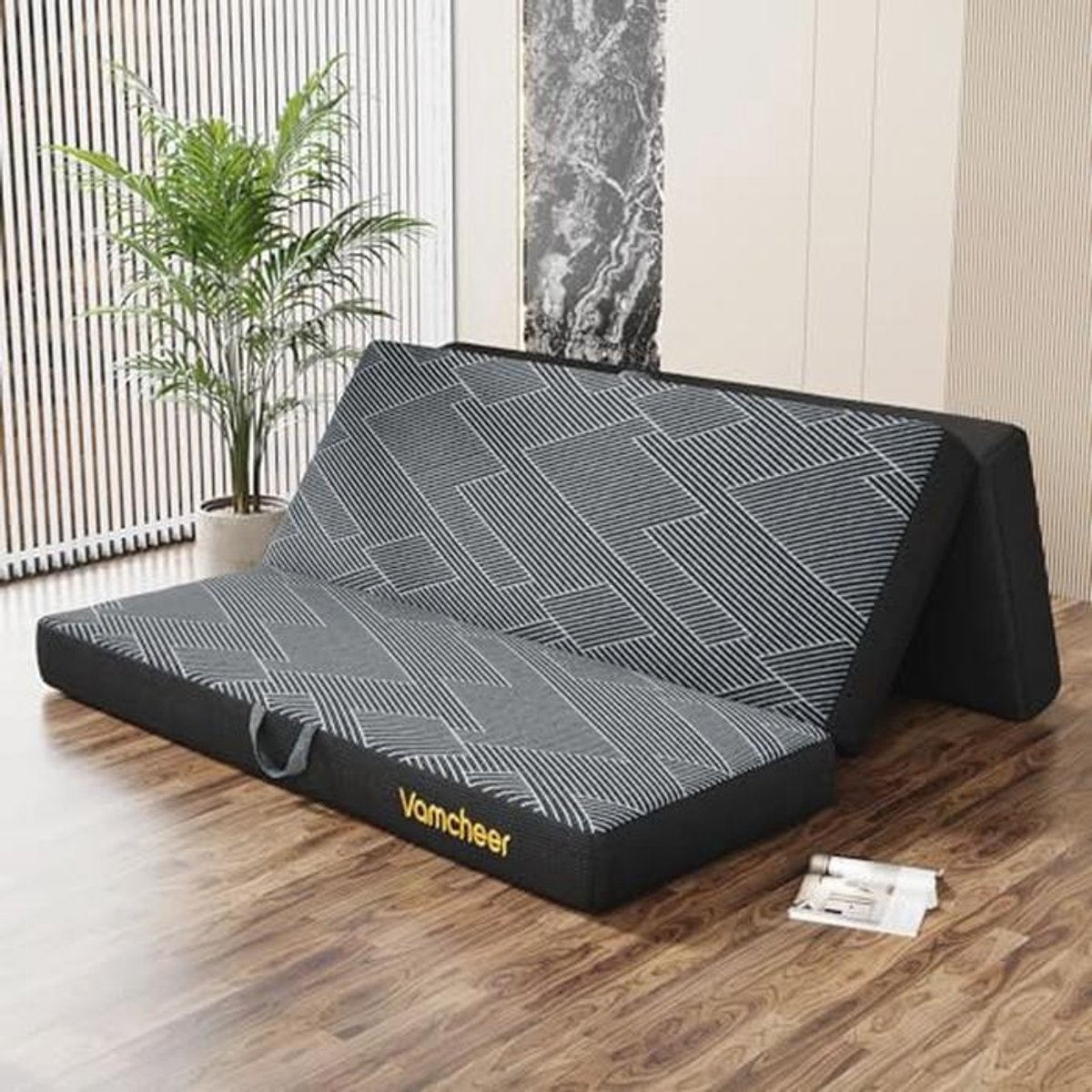 Vouwmatras Extra Dik 15 cm - 3-delige Gelschuim Reismatras voor Volwassenen - Inklapbaar Camping en Logeerbed
