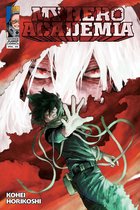 My Hero Academia, Vol. 28: Deku met groen haar en een groene sjaal, met Shigaraki's gezicht op de achtergrond.