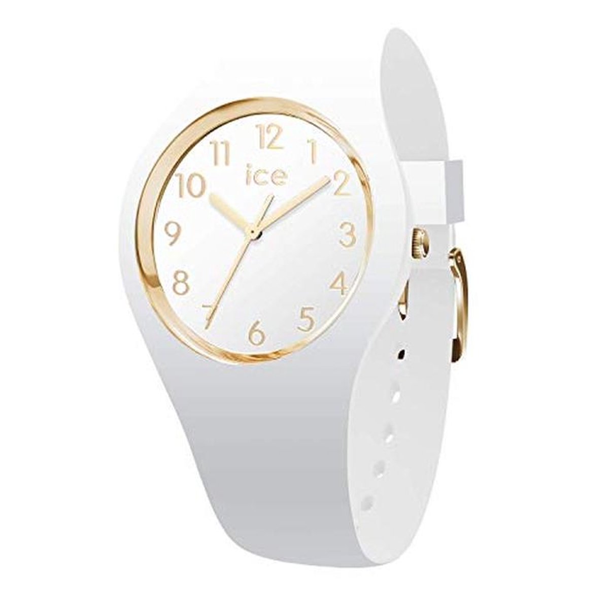 Elegante Dameshorloge met Witte Silicone Band en Gouden Cijfers