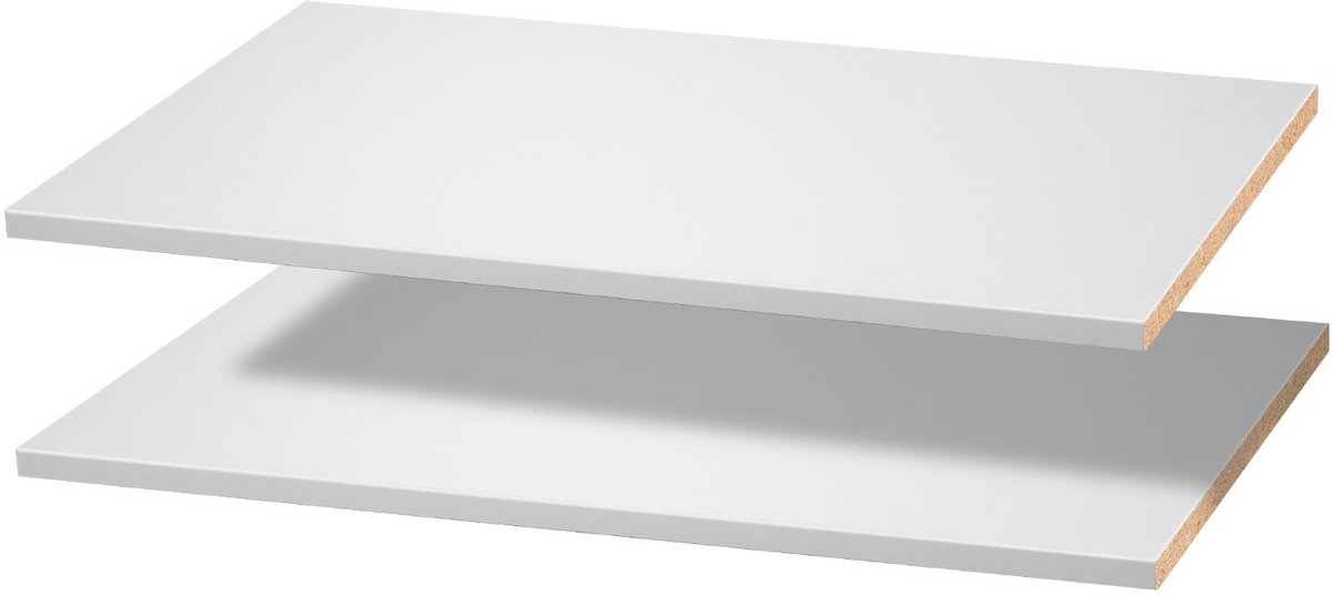 Kastplank / Legplank - Set van 2 - Op maat gesneden voor kastsystemen - Voor kasten en vitrinekasten - Hout - Wit