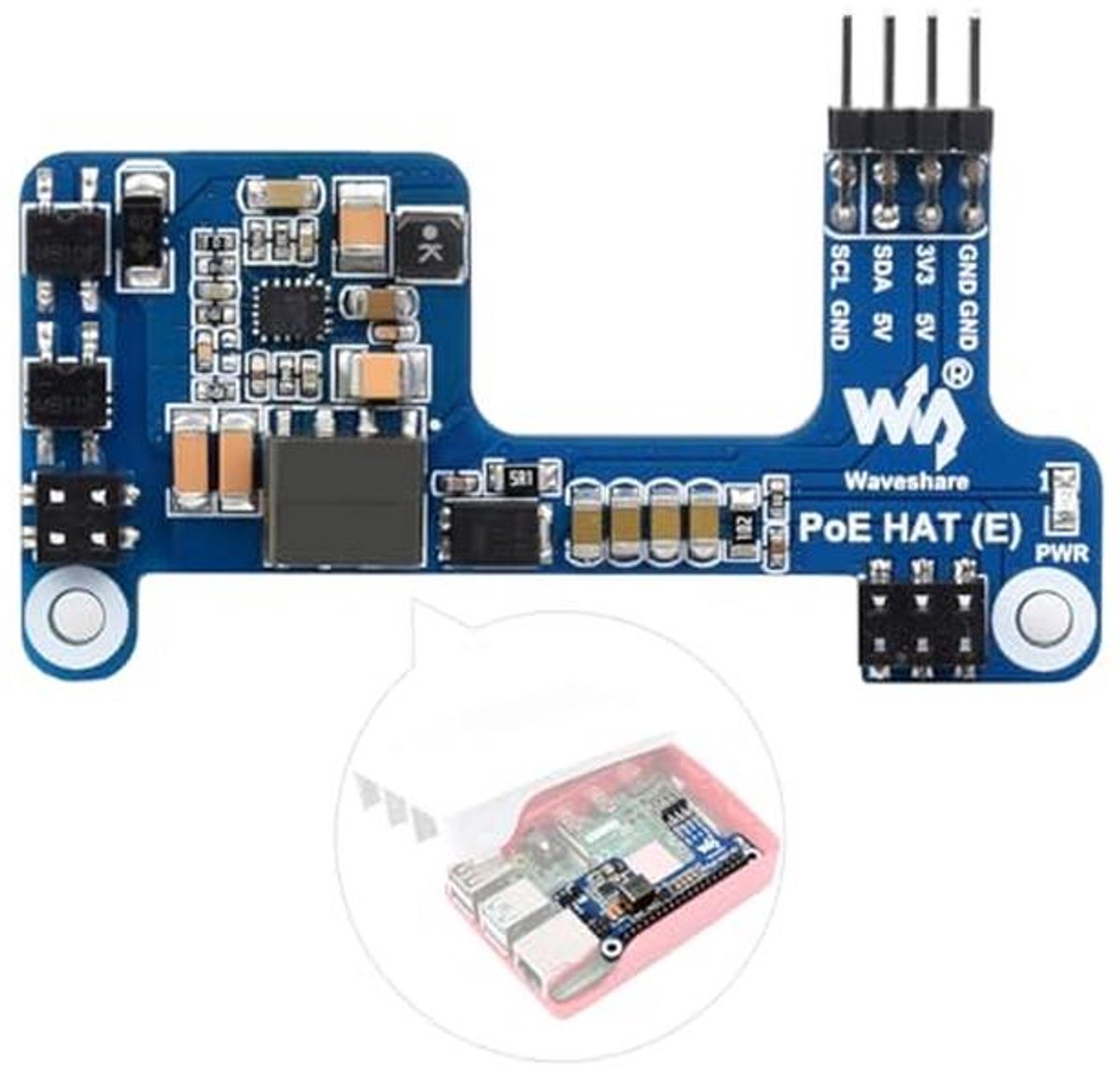 Power Over Ethernet HAT E Type voor Raspberry Pi - Ondersteunt 802.3af PoE Netwerkstandaard