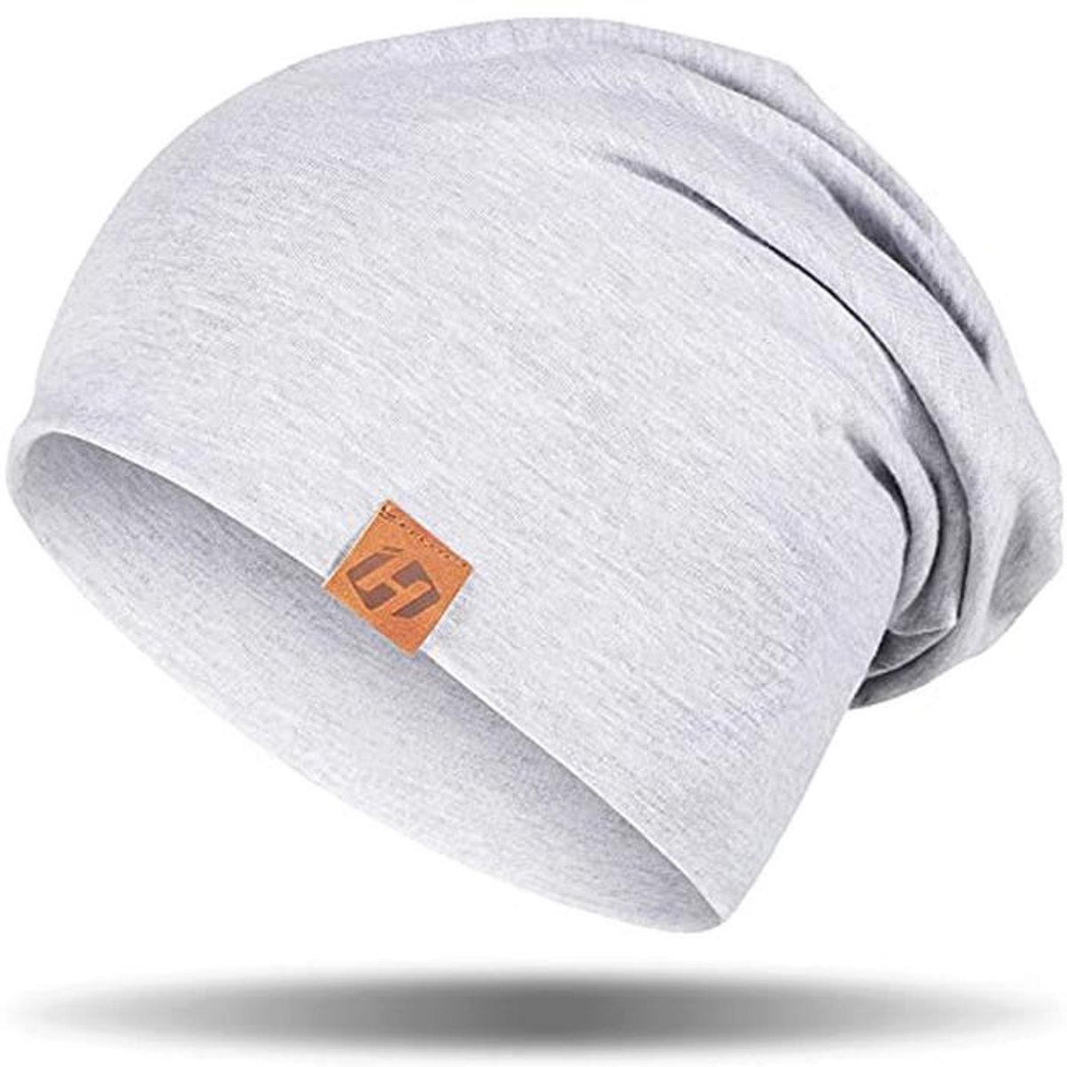 Lichte en zachte unisex slouch beanie muts voor dames en heren - Lichtgrijs