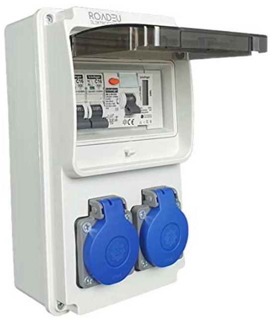Elektrische Verdeeldoos 230V Met Verbruiksmeter 2 Stopcontacten 