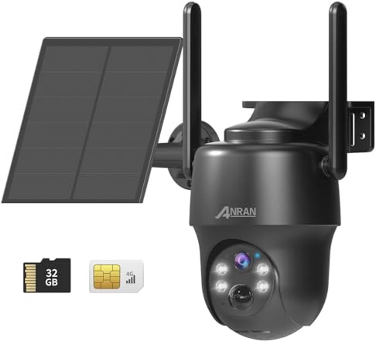 2K 3G/4G LTE Bewakingscamera Buiten met Simkaart en 32GB SD Kaart - Draadloze Bewakingscamera met Zonnepaneel, 360° Draaibaar, PIR Bewegingsdetectie en Nachtzicht