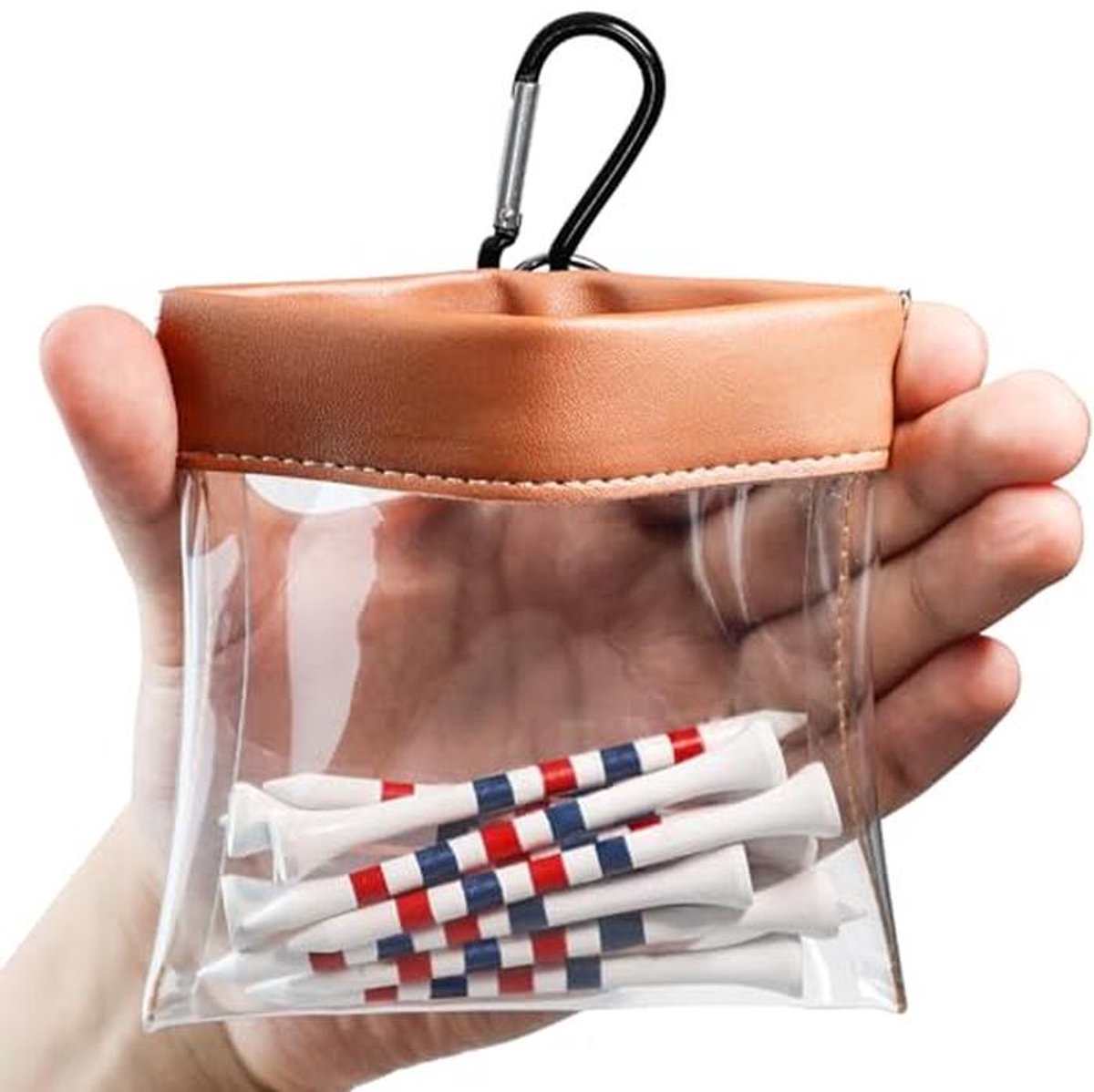 Golf Tee Ball Bag Pouch Clip Houder - Waterdichte Professionele Houder inclusief Houten Bamboe Tees voor Golfbaan