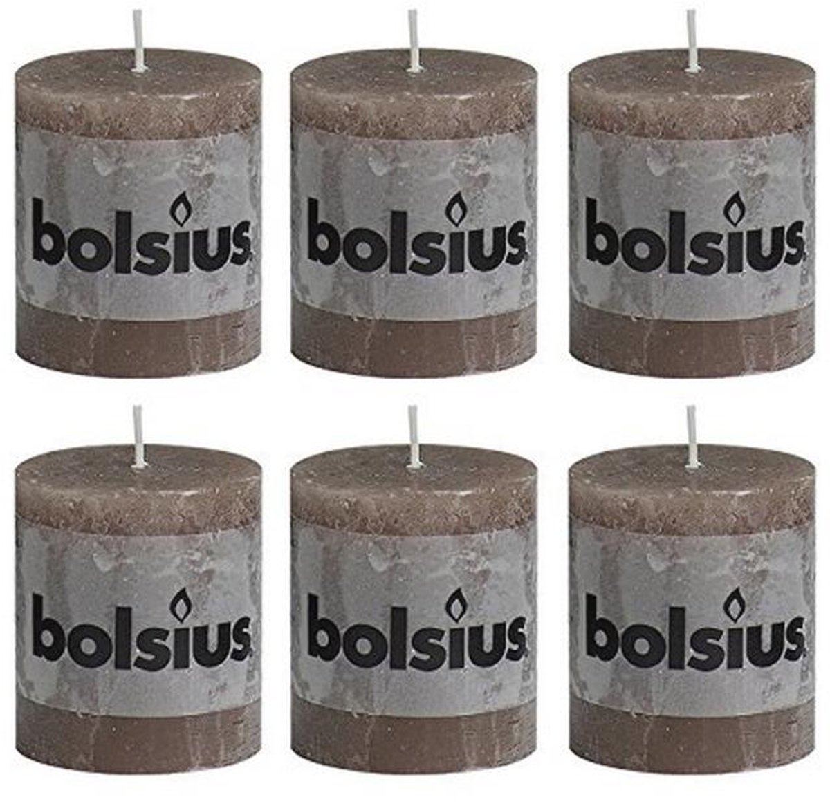 Rustieke stompkaars 6-pack 80/68 mm in 33 kleuren