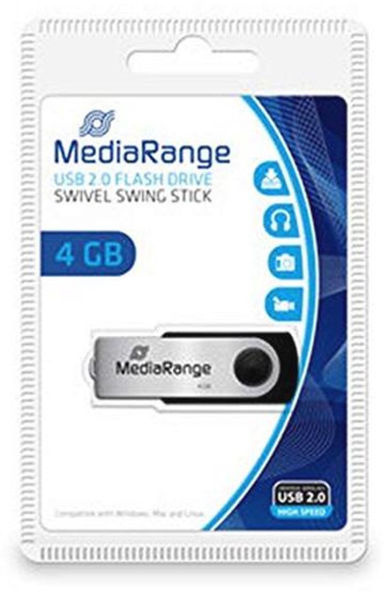 4GB USB Stick - Flexibele Geheugenoplossing met Draaikopbehuizing - USB 2.0 Geheugenstick voor Snelle Data Overdracht