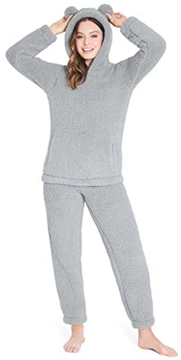 Damespyjama Fleece 2-delige Set - Zachte en Warme Nachtkleding voor Thuis