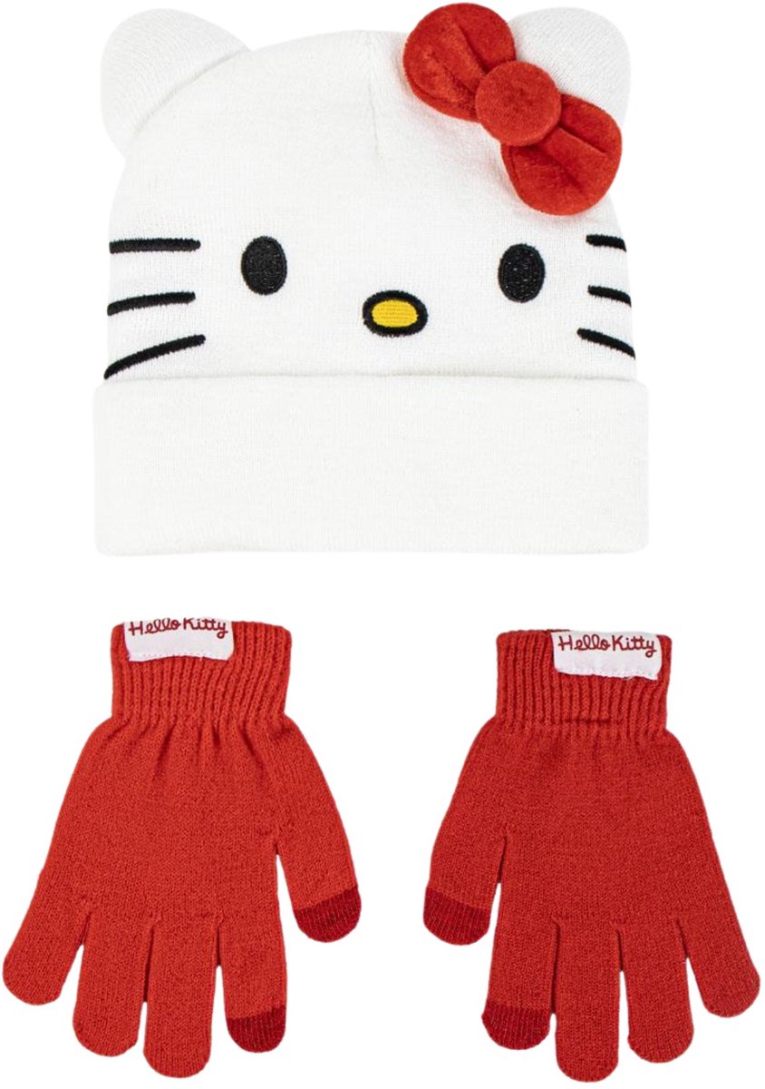 Muts en Wanten Hello Kitty Wit 2 Onderdelen