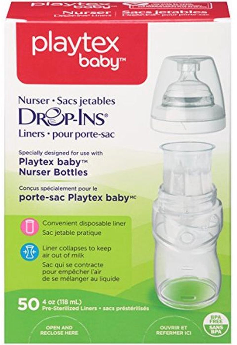 Playtex Baby Nurser Drop-Ins Wegwerpflesvoering, 118 ml, 50 stuks