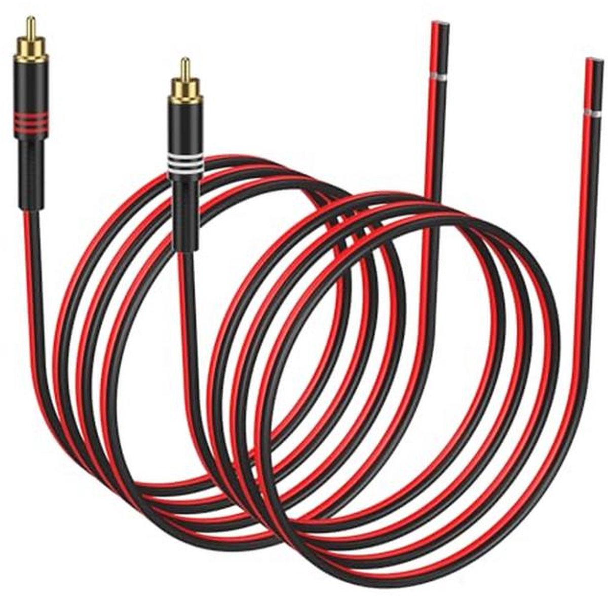 RCA naar Speaker Draad Adapter - 2 Pack 20AWG 2m - RCA Male naar Onbeveiligde Speaker Draad Verbinder voor Repareren van Speaker Kabels