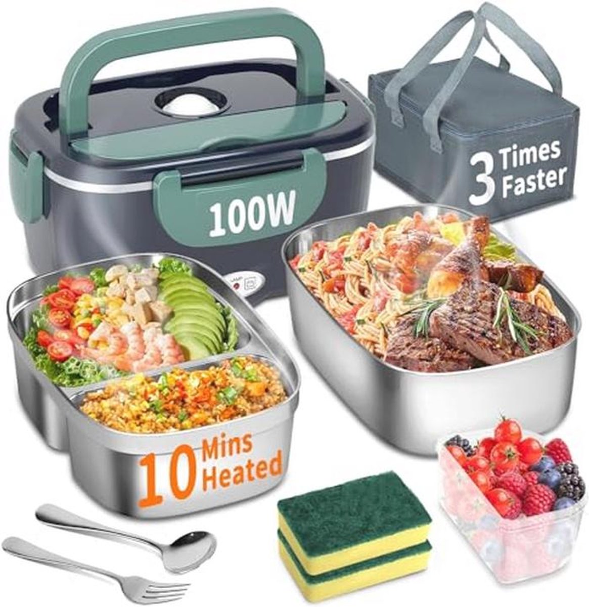 Draagbare Elektrische Lunchbox 100W - 3-in-1 1,8L Voor Thuis en Auto