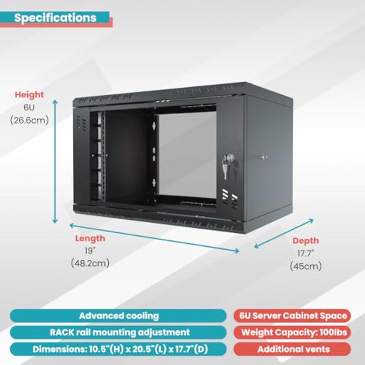 19 Inch Rack Kast 6U voor Netwerkapparatuur - Staal voor Zware Toepassingen