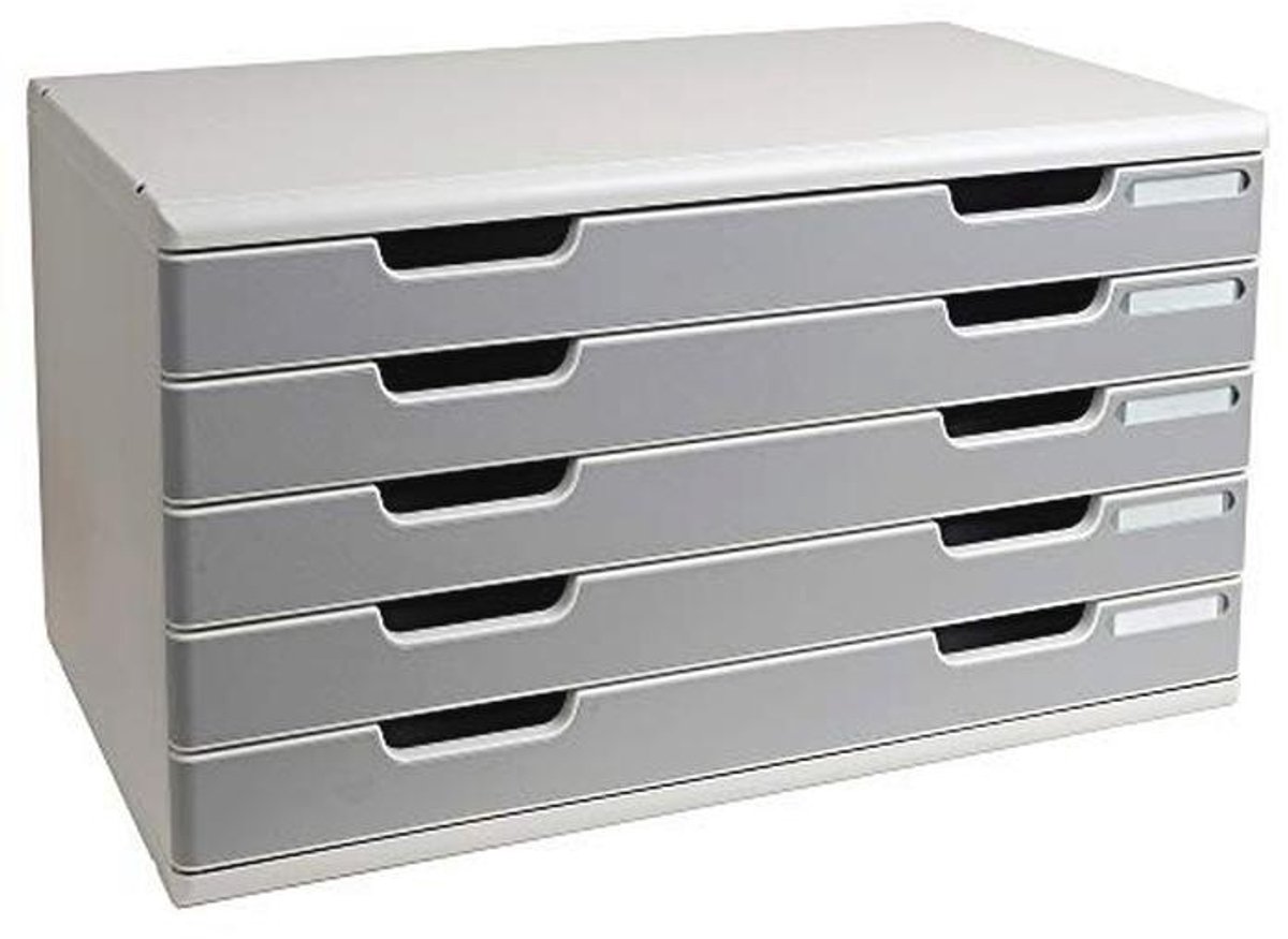 Organisatiesysteem met Lades voor A3+ Documenten - 5-lade Modulo A3 - 35x57.6x32 cm - Lichtgrijs/Grauw