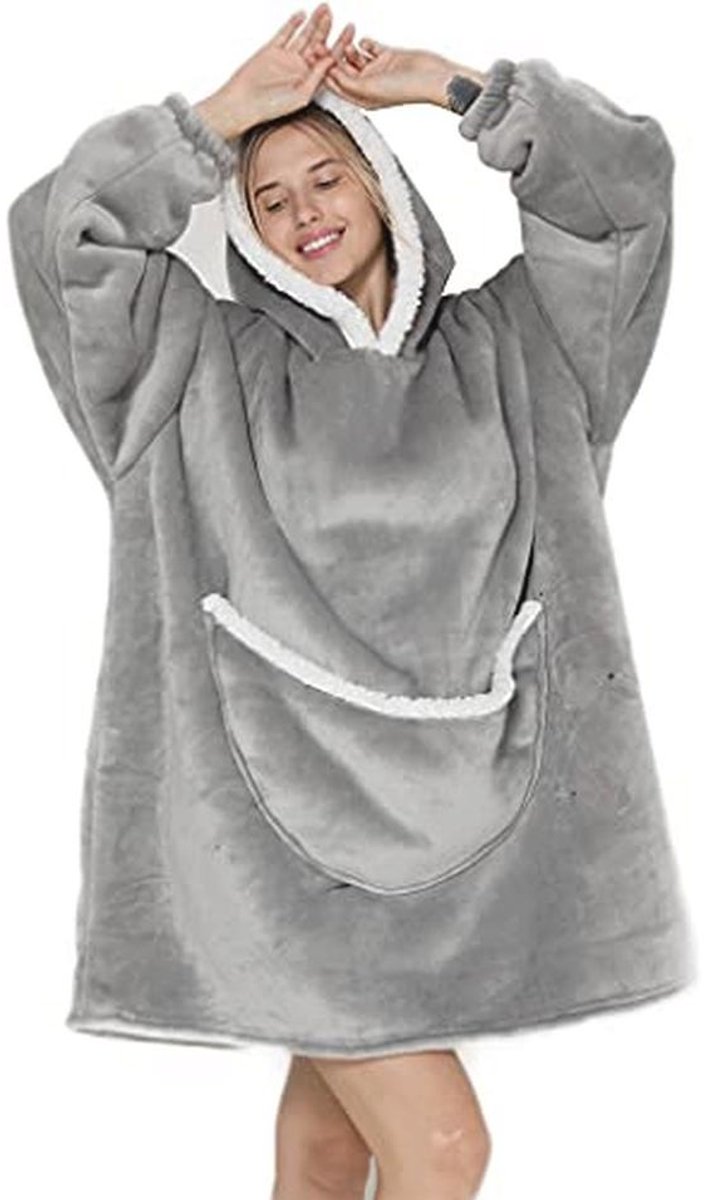 Zachte oversized trui met mouwen voor dames en heren - Lamswol flanel warme tv-dekens