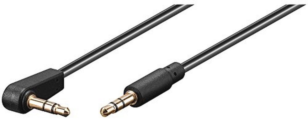 AUX verbindingskabel 3,5 mm stereo - jack 3,5 mm stekker 90°, 0,5 m