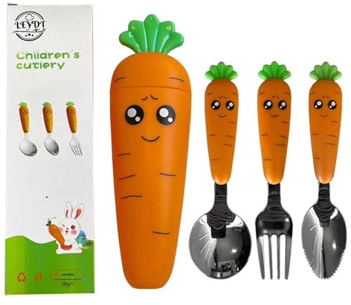Beste Babybestekset | 3-delige Easy Grip set met etui voor peuters | Roestvrijstalen bestek voor kinderen | Veilig en leuk eetgerei