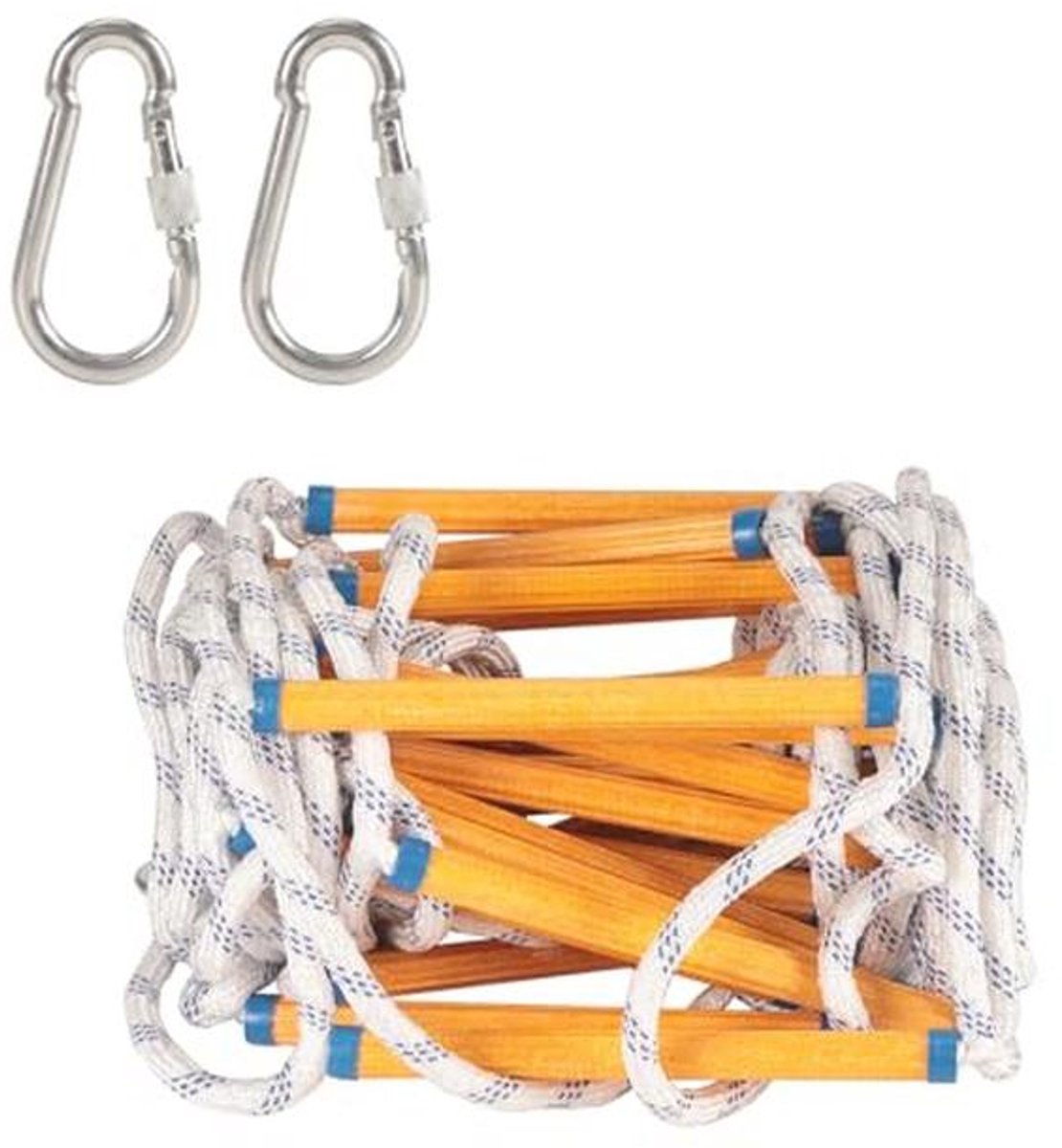 Vuurvaste Touwladder 15m met 2 Haken - Duurzame en Draagbare Noodladder