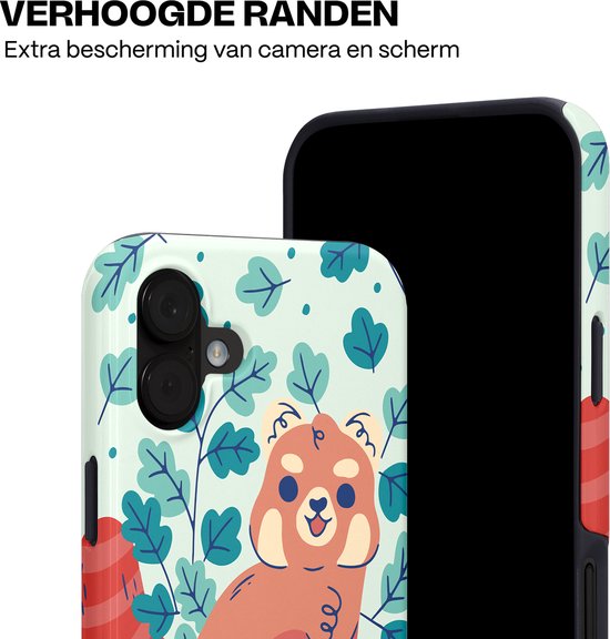 Casetastic Hoesje Geschikt voor Apple iPhone 16 Plus MagSafe - Stijlvolle Beschermende Duo-layer Case - Rode panda tuin