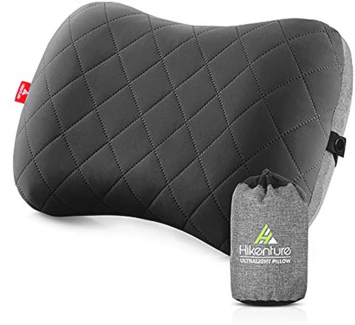 HIKENTURE Inflatable Camping Travel Pillow with Removable Pillow Case, Ergonomic Pillow, Comfortable Neck Pillow for Travel/Outdoor, Inflatable Travel Pillow (Black)