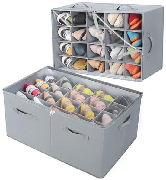 Schoenorganizer 2-pack | Opvouwbare Schoendozen met Verstelbare Verdelers | Ruimtebesparende Opbergoplossing voor 40 Paar Schoenen