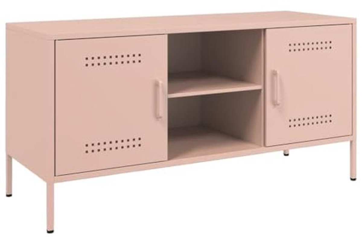 Industriële TV kast 100.5x39x50.5cm staal roze - opbergmeubel voor woonkamer en slaapkamer