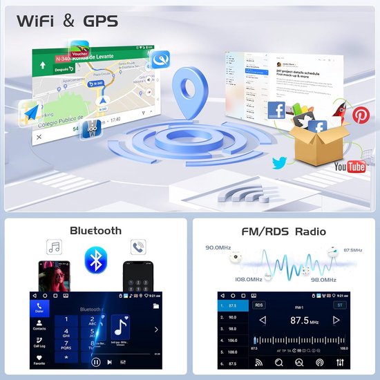 Autoradio 1 Din Sans Fil Carplay Avec Écran Retractable Tactile Eq
