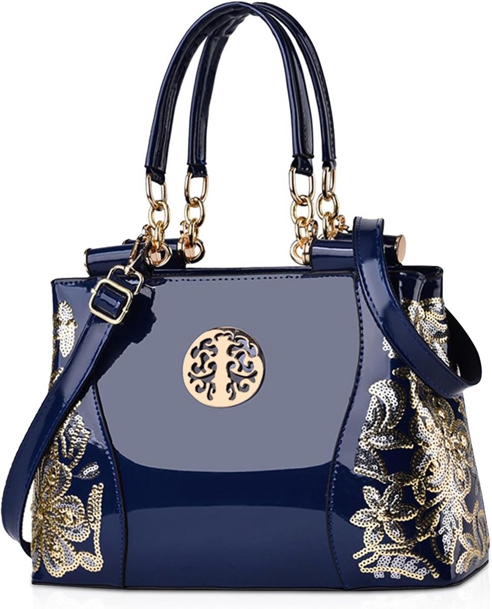 Trendy Dames Handtas Grote Capaciteit Shopper van Gelakt Leer met Schouderriem