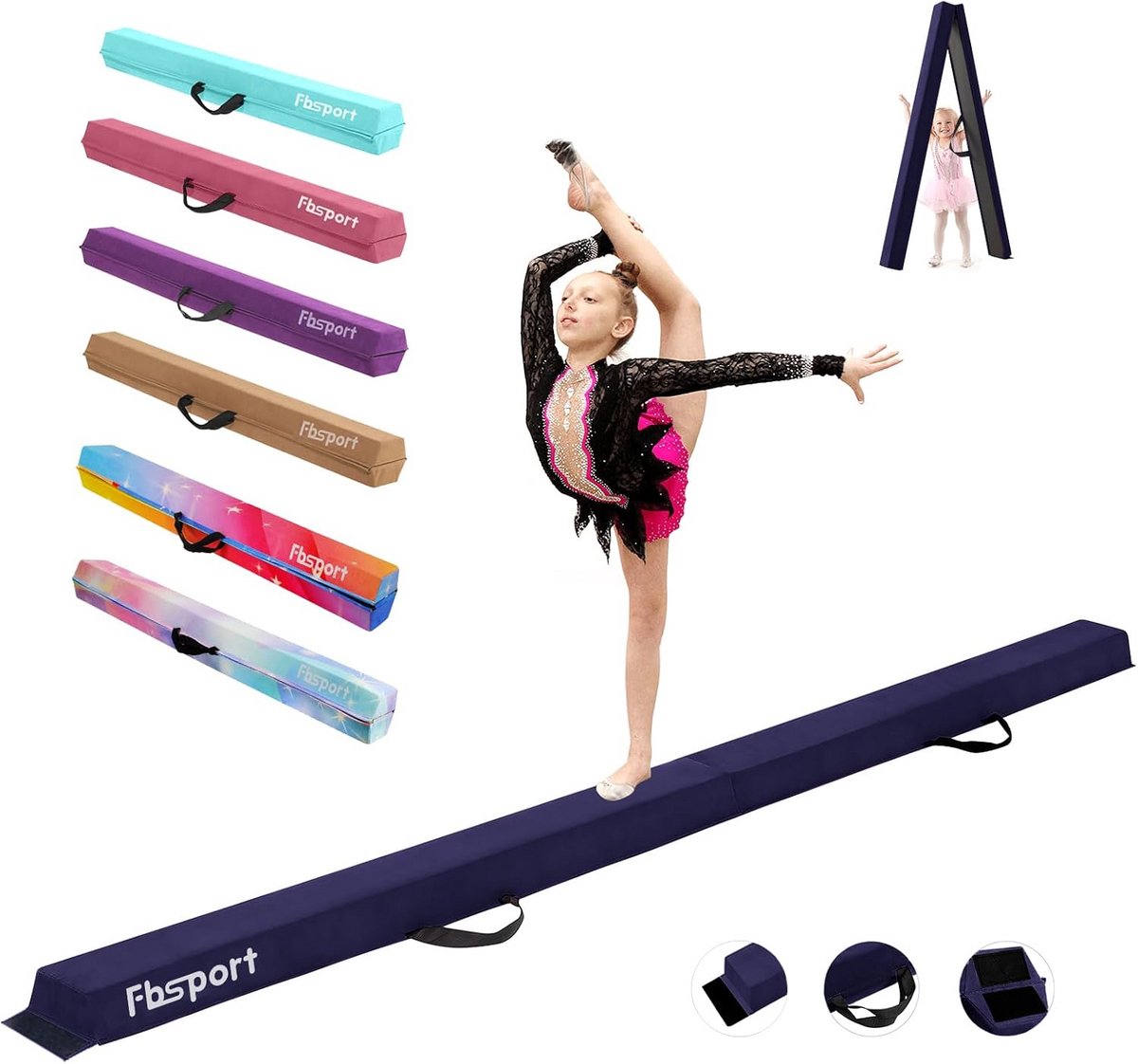 Opvouwbare Gymnastiek Balk 240 cm met Schuimlaag - Ideaal voor Kinderen en Beginners