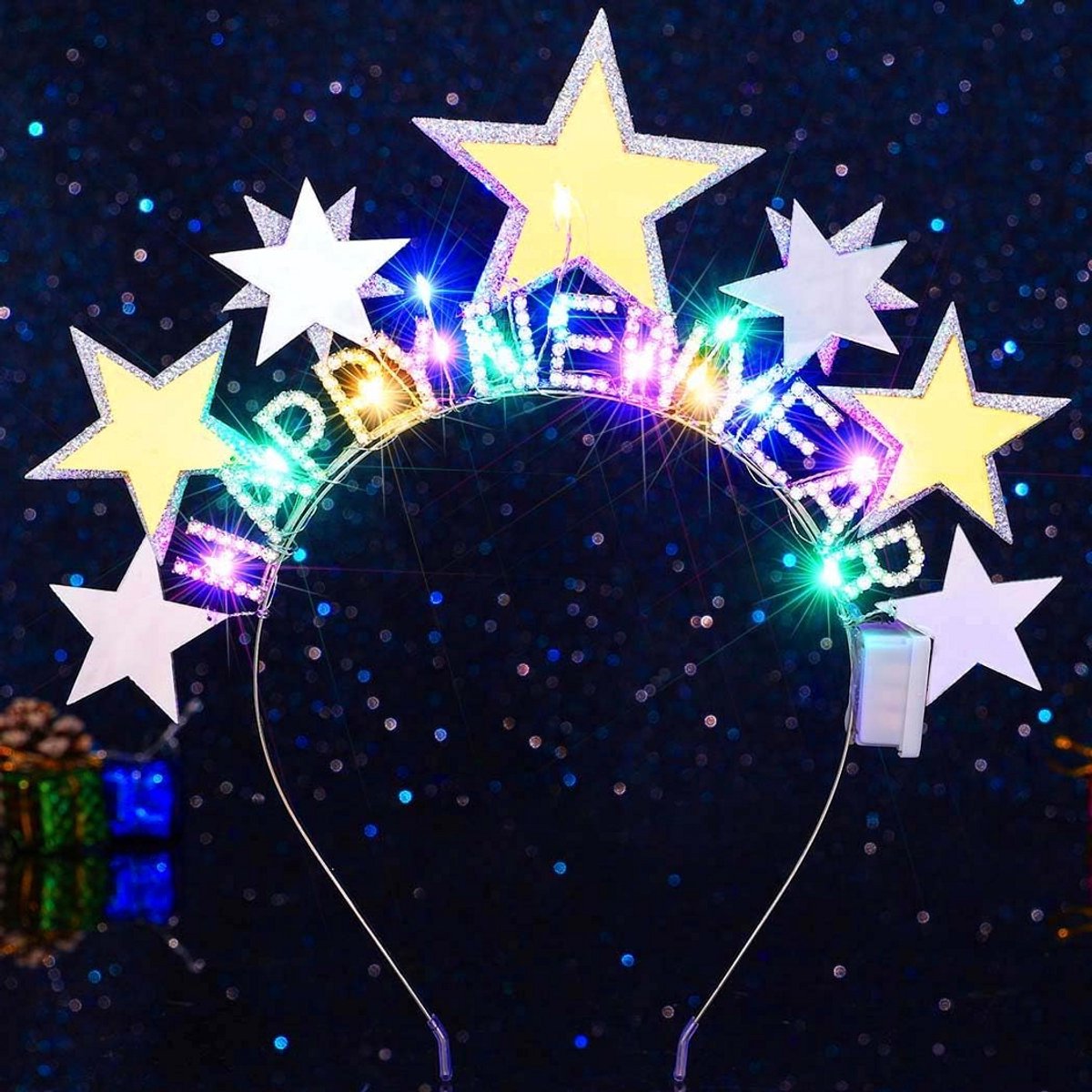 Kerst Verlichte Hoofdband Zilveren Ster Glitter Feestelijke Haaraccessoire