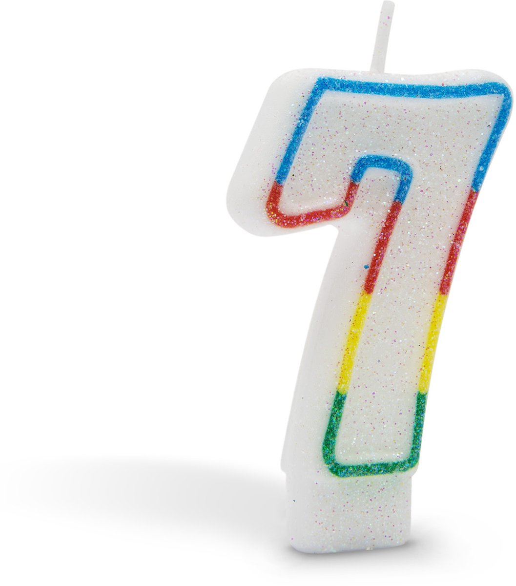Verjaardagskaars Cijfer ‘7’ - 7 cm Taartdecoratie voor Verjaardag, Feest & Cadeau [56105-7]