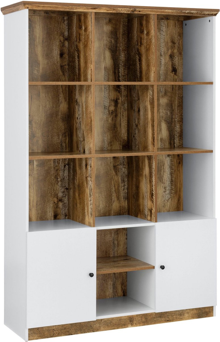 Notio Living Castor-Boekenkast - 2-deurs 9-vakken - Wit Eikenlook