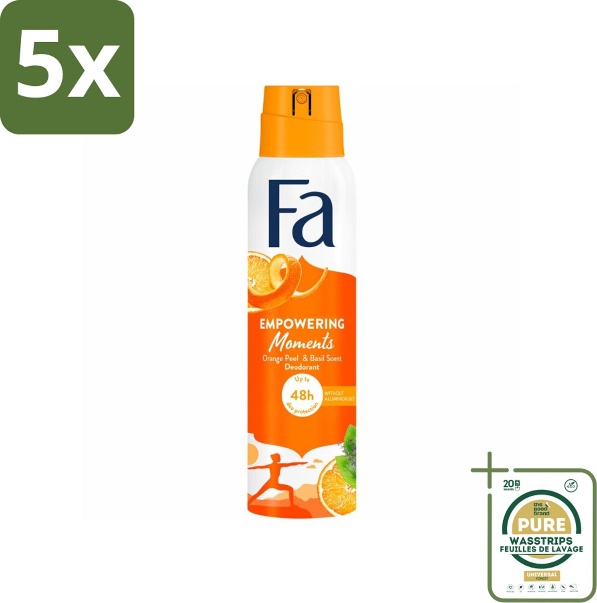 5 x Fa – Deodorant Spray – Empowering Moments – 150 ml - Grootverpakking - Deodorant Spray - Zweetvermindering - Geur - Frisheid - Antiirritatie