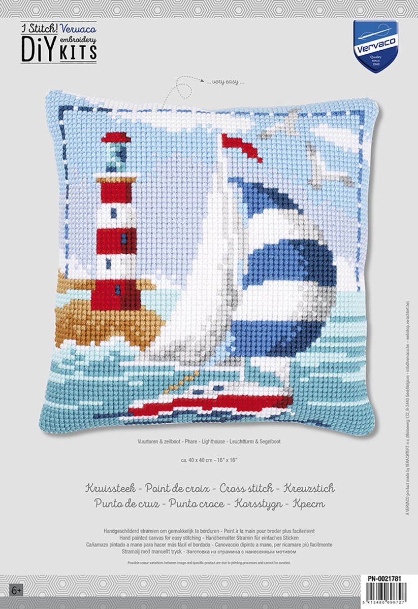 Vervaco - Kruissteekkussen kit - Vuurtoren & zeilboot - PN-0021781 - Borduren - Borduurpakket - Borduurpakket volwassenen - Borduurpakket kind — afbeelding 9