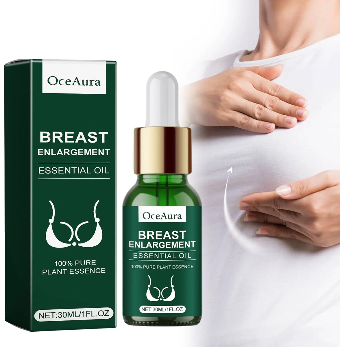 OceAura 100% Pure | Breast Enlargement Oil | Borstvergroting Olie | Borstverstevigende Olie | Borst en Kont Vergroter | Natuurlijke Borstvergroting | Borst Lifting | Borstvergroter | Bilvergroter | Vollere Borsten | Bust Firming Oil | Body Lift Olie