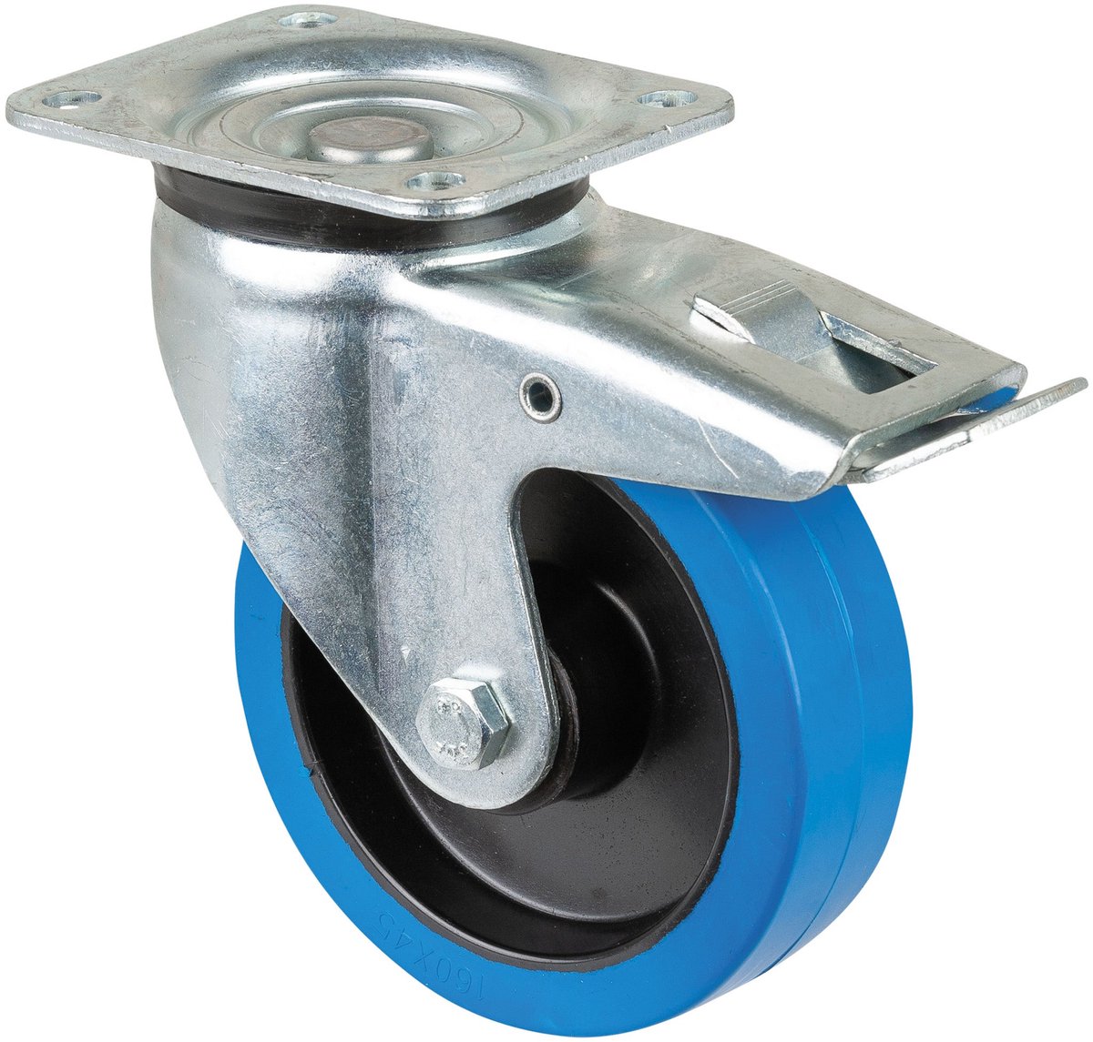 Showgear zwenkwiel blauw met rem, 160 mm