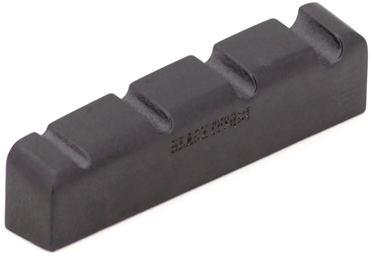 Graph Tech PT 1238 60 Black TUSQ XL Slotted Bass Nut 4-Snarig (38 x 6 mm) - Elektrisch, Rond, Plat