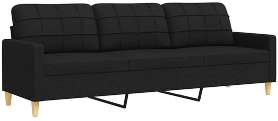 vidaXL - 3 pièces - Ensemble de salon - avec - repose-pieds - et - coussins - tissu - noir