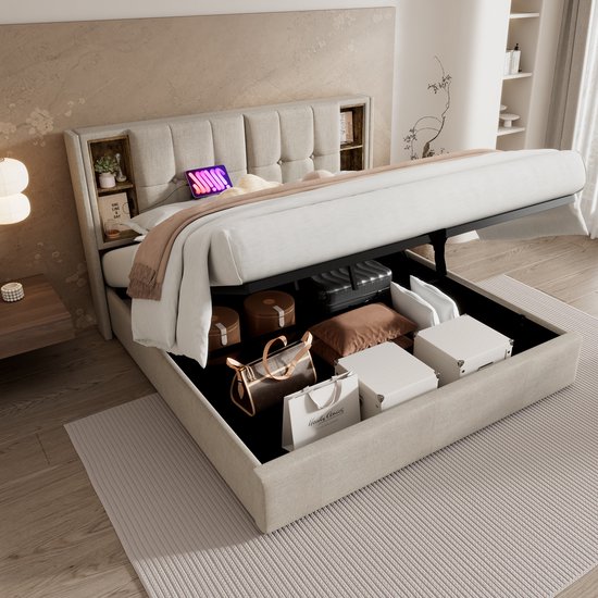 Gestoffeerd bed, 180 x 200 cm, complete set, bedsysteem