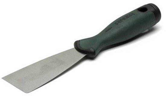 Een groen handvat met het ANZA-logo en een roestvrijstalen mes.
