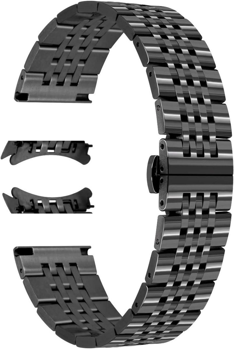 Nordivar - Metalen horlogeband 20mm 22mm polijst, taps toelopend, solide gebogen en rechte uiteinden, roestvrij staal, voor mannen vrouwen armband, tweekleurig goud.