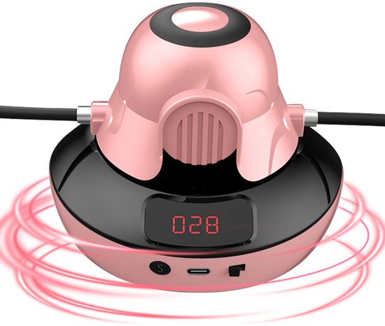 Smart Rope Skipping Machine - Slim Touwtjespringen - Volledig Automatisch Elektrisch - Bluetooth-muziek - met LED-display - Teller - 1-10 snelheden - Antislip onderkant - Roze